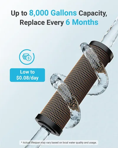 Miniatura 7 de AQUA CREST Cartucho de filtro de agua CTO CTO de 1 micrón, 2.5 x 10 pulgadas, repuesto para DuPont WFPFC8002, Culligan D-10A, CBC-10, GE FXWTC