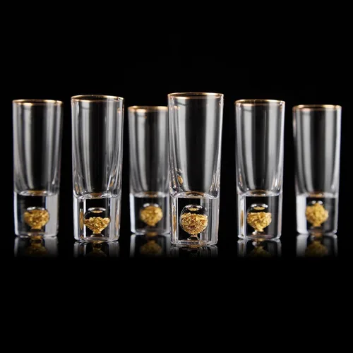 Miniatura 14 de DUJUST Vasos de chupito de diamante (1.5 onzas), juego de chupitos de cristal decorado con copos de hoja de oro de 24 quilates, vasos de chupito