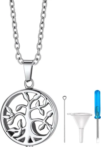 Miniatura 9 de Richsteel Collares de urna para cenizas para mujeres y hombres, collar con colgante de cremación para cenizas, joyería conmemorativa de acero