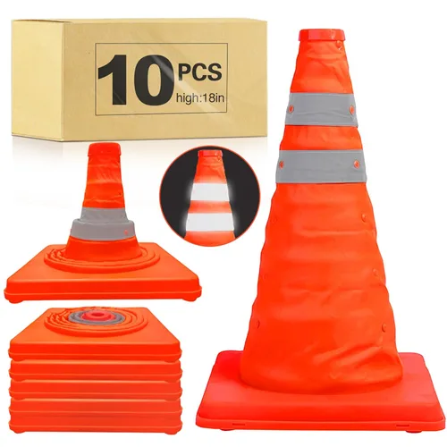Miniatura 15 de Paquete de 3 conos de seguridad plegables de tráfico de 18 pulgadas, conos de estacionamiento con collares reflectantes, conos de seguridad naranjas