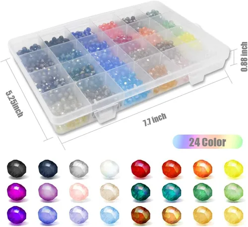 Miniatura 3 de 1200 cuentas de cristal Briolette de cristal facetadas AB de 0.236 pulgadas para hacer joyas, pulseras, collares, 24 colores con caja de contenedor