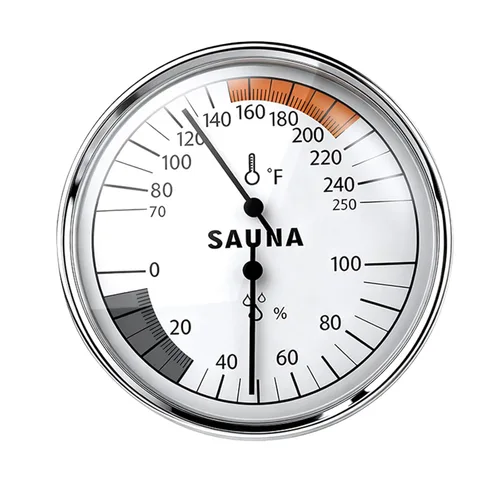 Termómetro de sauna Fahrenheit e higrómetro, medidor de higrotermógrafo de metal mecánico 2 en 1, accesorios de sauna, monitor preciso de