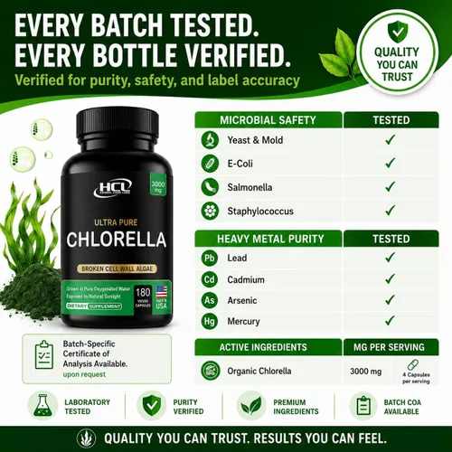 Miniatura 10 de Chlorella Cápsulas 3000 mg – Pared celular agrietada suplemento de algas verdes azules – La mejor limpieza natural de desintoxicación – Vitaminas