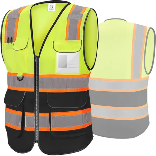 Miniatura 18 de TICONN Chaleco de seguridad reflectante de alta visibilidad Clase II de malla para mujeres y hombres Cumple con los estándares ANSI Blanco