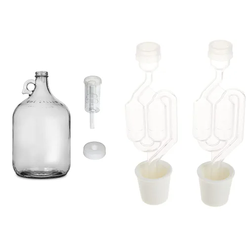 FastRack fermentador de vino de vidrio incluye Airlock, capacidad de 1 galón, transparente (B00BEYREIW), 1 unidad (paquete de 1) y doble burbuja