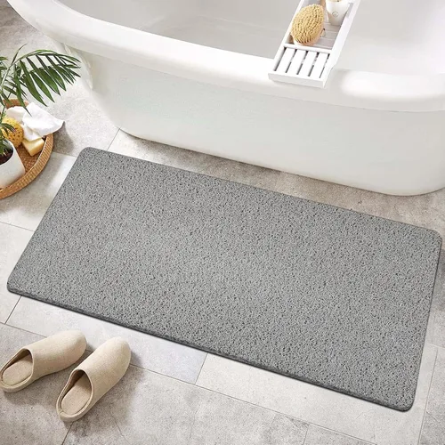 Miniatura 8 de Tapete de ducha antideslizante sin ventosa, 24 x 24 pulgadas de PVC lufa para ducha, baño, tapete de bañera con drenaje para superficie texturizada