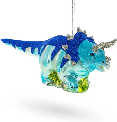 Miniatura 6 de Dinosaurio brillante brillante - Adorno navideño de vidrio soplado