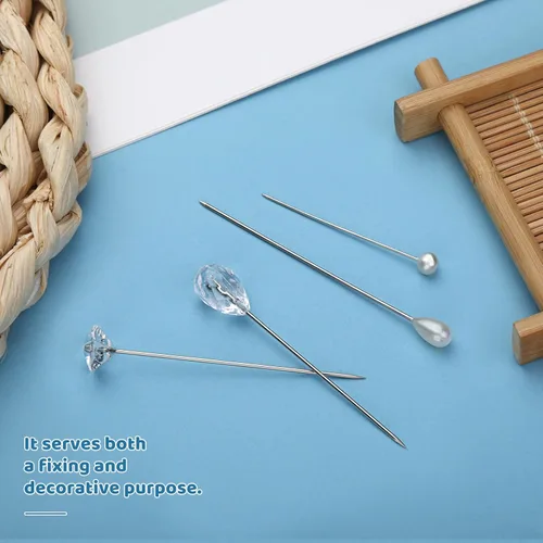 Miniatura 6 de 400 accesorios para ramo de flores, 4 estilos de 1.5 a 2.1 pulgadas, alfileres de ramillete, alfileres de ramo de perlas, alfileres de cabeza