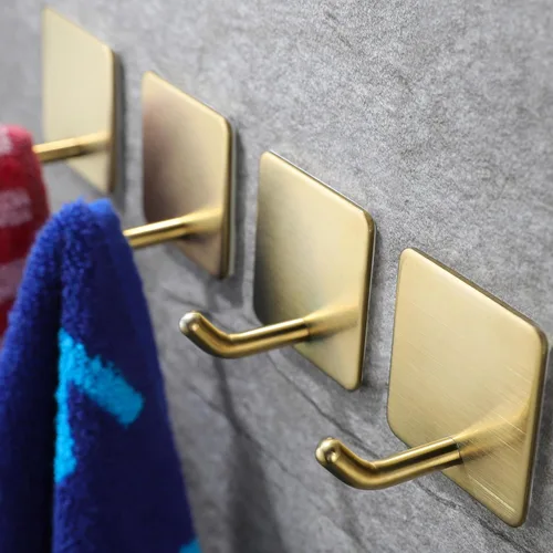 Miniatura 7 de YIGII Ganchos adhesivos/Gancho para toalla - Ganchos de pared que se adhieren, resistentes para colgar toallas/abrigo/sombrero/bolso en baño, Negro-a