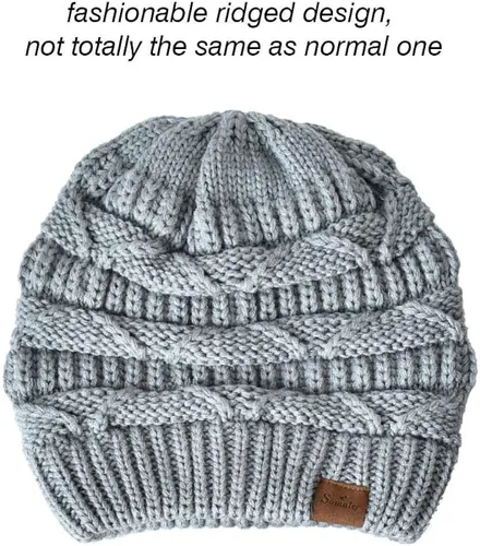Miniatura 4 de Somaler Gorro de punto para mujer de gran tamaño grueso para invierno gorro de esquí