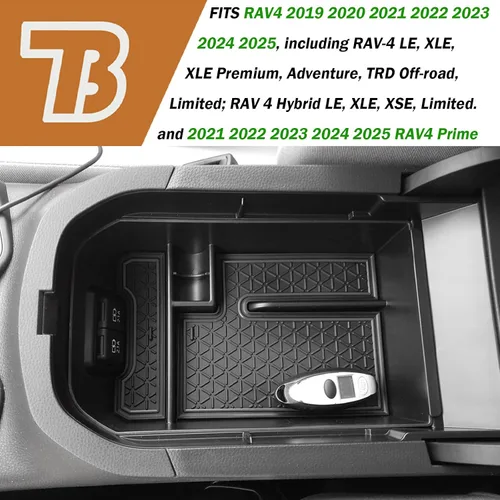 Miniatura 4 de TACORBO - Organizador de consola central compatible con Toyota RAV4 2019 2021 2020 2022 2023 2024 2025 y 2021-2024 2025 RAV4 Prime, bandeja de Negro