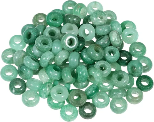 Miniatura 23 de SUNYIK Abalorios sueltos de jade amarillo con agujero grande (0.236 pulgadas), cuentas europeas para pulseras y joyas, paquete de 20 Jade