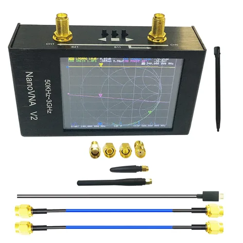 Miniatura 6 de NanoVNA V2 2.8 '' 3G SAA2 Analizador de red vectorial 10KHz ~ 3GHz onda corta HF VHF UHF Antena Duplexor Filtro Aluminio Shell Baterry VSWR Fase