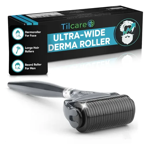 Rodillo Derma ultra ancho para barba y cabello (1 unidad) por Tilcare - Rodillo Derma de titanio estéril 1200 grado A de titanio de 0.010 in