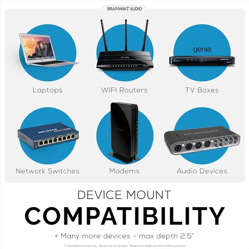 Miniatura 6 de Soporte de pared para caja de cables de 2.5 pulgadas, adhesivo y atornillado, para enrutadores, portátiles, módem, WiFi de malla, Apple TV