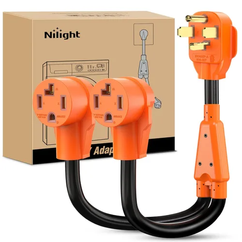 Miniatura 32 de Nilight - 50033R Adaptador de enchufe RV de 18 pulgadas, 50 amperios a 30 amperios, adaptador eléctrico de Dogbone de alta resistencia con mango 115G