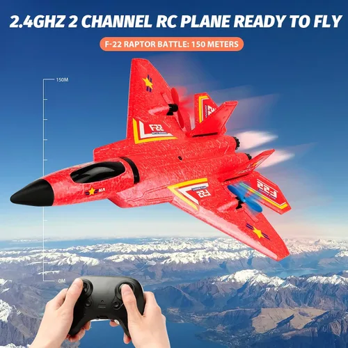 Miniatura 3 de Avión RC, avión RC F22 listo para volar, avión de control remoto de 2.4 GHz, avión de control remoto de 2 canales, juguete de aviones RC para niños