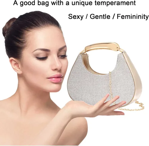 Miniatura 5 de Bolsos de noche para mujer, bolso cruzado brillante con diamantes de imitación, bolso cruzado para boda, graduación, fiesta, club