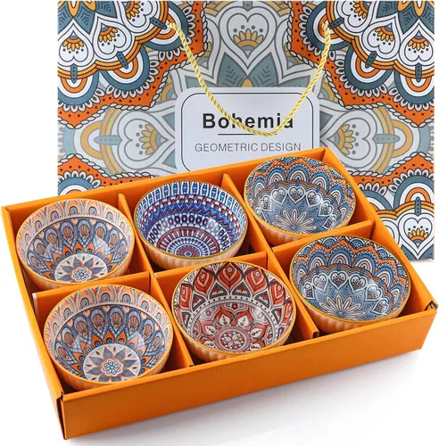 Miniatura 10 de Sakura Bowl - Tazones de cerámica de 10 onzas, juego de regalo de cuencos de colores surtidos para arroz, cereales, fideos, sopa, postres, paquete