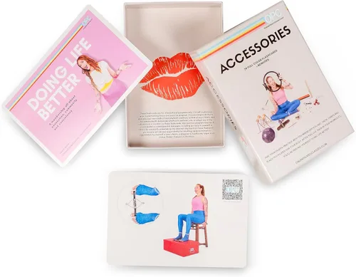 Miniatura 2 de Tarjetas de flash de accesorios de Pilates, juego de mazo de 79 tarjetas ilustradas para todos los niveles, guía de entrenamientos de fitness