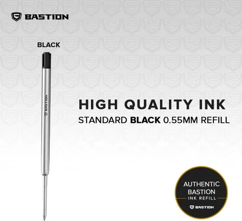 Miniatura 2 de BASTION - Recarga de tinta, negra, punta fina de 0.022 in, diseñada exclusivamente para bolígrafos BASTION de cerrojo Tinta negra lujosa