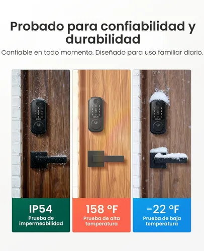 Miniatura 9 de DESLOC B200 Cerradura Inteligente de Huella Dactilar con 2 Manijas de Palanca, Juego de Cerradura de Puerta Delantera de Entrada sin Llave, Teclado