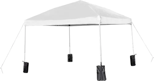 Miniatura 2 de Flash Furniture Harris - Tienda de campaña de 10 x 10 pies, color blanco, con bolsas de arena y estuche con ruedas