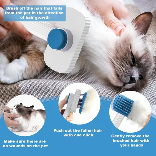 Miniatura 5 de Cepillo para gatos, cepillo de gato para gatos de pelo largo o corto, quita el pelo suelto y las alfombrillas, los pasadores redondeados reducen