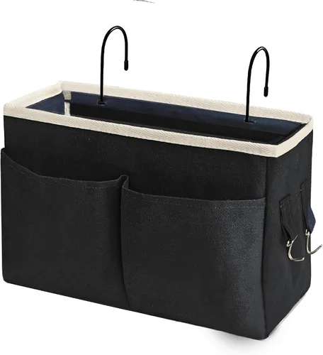Miniatura 14 de Organizador de Mesita de Noche/Bolsa de Almacenamiento Colgante de Mesita de Noche Organizador Multifuncional para Literas Camas de Hospital Rieles