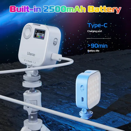 Miniatura 5 de ULANZI Luces de video RGB U60 Luz de cámara LED blanca 360° Iluminación de fotografía portátil a todo color con adaptador de zapata fría de Blanco