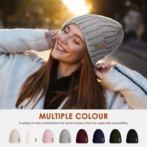 Miniatura 2 de SENPUKI Gorros de punto de invierno para mujer, gorro grueso para la nieve