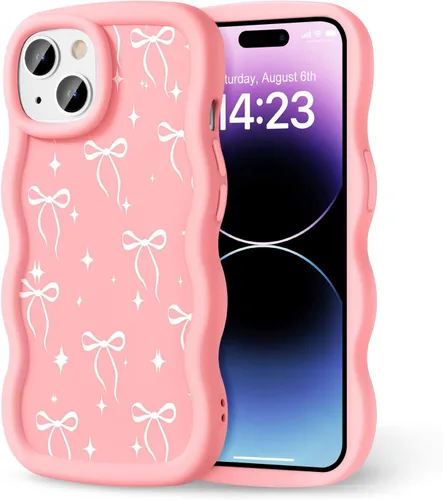 Miniatura 217 de Compatible con iPhone SE/8/7 Funda para Mujeres y Niñas, Marco Ondulado Rizado con Patrón Lindo, Estética Delgada Suave Silicona TPU Parachoques