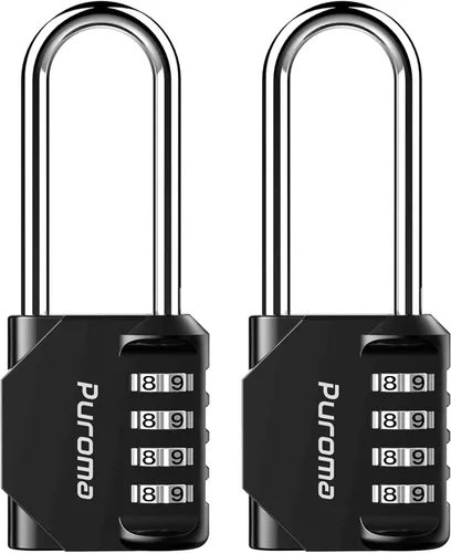 Puroma – Candado de combinación con grillete de 2.5 pulgadas de largo, 4 dígitos, resistente al agua, para el gimnasio, la escuela, la cerca, la