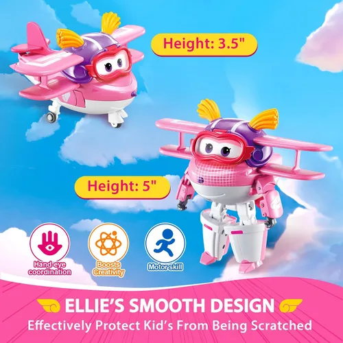 Miniatura 3 de Super Wings Juguetes transformables, Juguetes de Avión Transformable Ellie de 5 pulgadas, Figuras de Acción Modo 2 en 1, de Avión a Robot, Regalo
