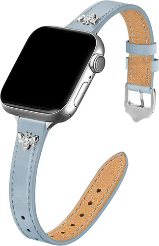 Miniatura 17 de JR.DM Correas de cuero delgadas compatibles con Apple Watch Band 1.496 in 1.575 in 1.614 in 1.654 in 1.732 in 1.772 in 1.811 in 1.929 in, correa