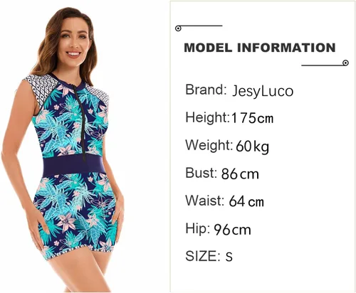 Miniatura 5 de JesyLuco Traje de baño de una pieza sin mangas para mujer, con cremallera frontal, traje de baño con control de abdomen