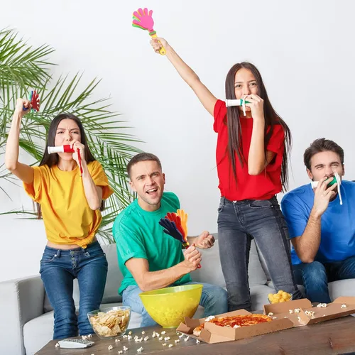 Miniatura 3 de Yunsailing 224 piezas para hacer ruido para fiestas, a granel, incluye sopladores de papel con flecos, cuernos para eventos deportivos, adultos