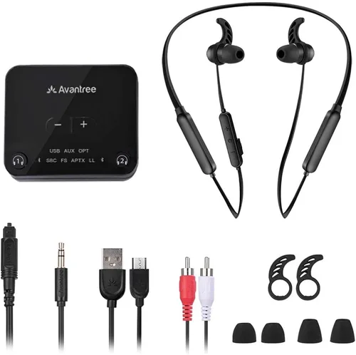 Miniatura 7 de Avantree HT4186 - Auriculares inalámbricos con banda para el cuello para ver televisión, juego de auriculares con transmisor Bluetooth para audio