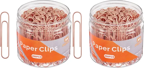 NEEWAY Clips de papel de oro rosa, 200 unidades, tamaño grande, clips de papel jumbo de 2 pulgadas, suministros escolares y de oficina (paquete de 2)