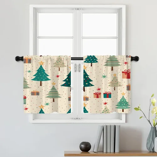 Miniatura 146 de Batmerry Silueta de hombre y niño, marco en forma de corazón con figuras, tratamiento de ventana, cortina corta de cocina multicapa de poliéster
