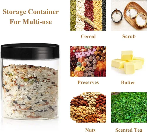 Miniatura 4 de Hajoyful Tarros de plástico con tapas, recipientes vacíos de slime para cosméticos, tarros de comida transparentes para alimentos, tarro redondo