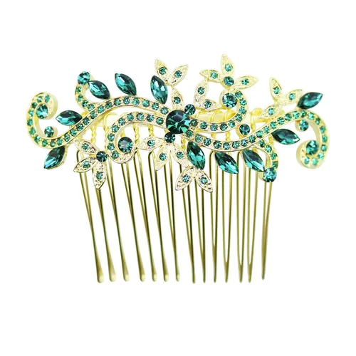 Miniatura 21 de Faship Precioso peine de pelo floral con diamantes de imitación AB