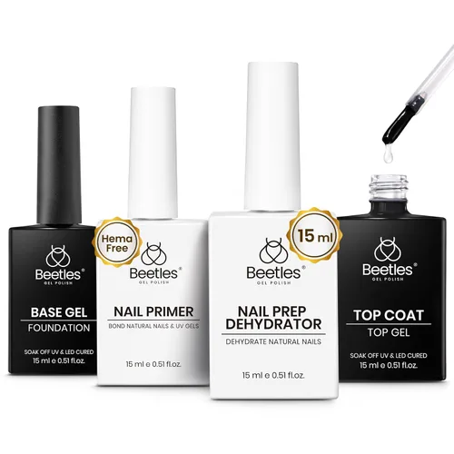 Miniatura 31 de Beetles 3 piezas de 15 ml de esmalte de uñas en gel, capa superior, base y juego de eliminación líquida de látex, sin necesidad de limpiar, capa