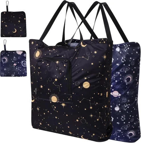 Miniatura 9 de Paquete de 2 bolsas de lavandería de viaje con asa y cordón, bolsas plegables expandibles para ropa sucia con gancho y cremallera, 23 x 20 pulgadas