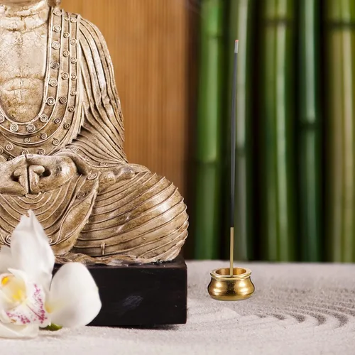 Miniatura 4 de Suclain 6 piezas de soporte para quemador de incienso, mini quemador de incienso, soporte de latón para palitos de metal dorado para meditación