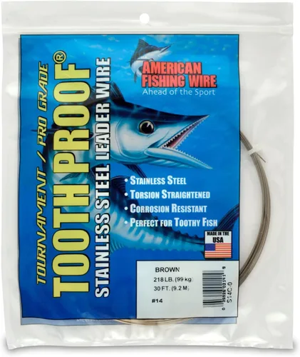 Miniatura 56 de AFW Alambre Líder Duro de Una Hebra de Acero Inoxidable a Prueba de Dientes - Brillante y Camuflaje para Tiburón, Barracuda, Caballa Real, Wahoo