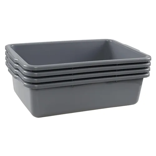 Miniatura 7 de Paquete de 4 cajas de autobús comerciales, 23 L de plástico, color gris