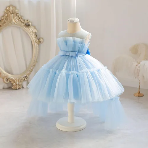 Miniatura 2 de Miipat Vestido de niña de flores para bebé, boda, fiesta, tul, princesa, vestido de baile, vestido formal con lazo para la cabeza
