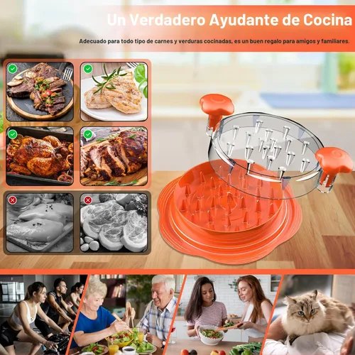 Miniatura 6 de SURETIVIAN Desmenuzadora de Pollo Desmenuzadora Grande de Pechuga de Pollo Herramienta Giratoria con Cepillo y Tenedor, Máquina Desmenuzadora