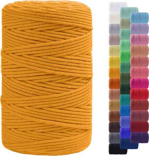 Miniatura 40 de Cuerda de macramé de 0.079 in para 219 yardas, cuerda de algodón natural para manualidades, hilo de cuerda de macramé de colores para colgar